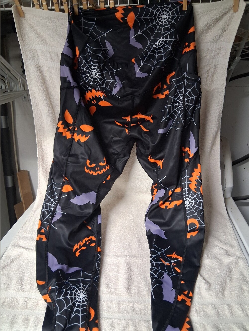 Halloween Spiderweb & Pumpkin Print Leggings